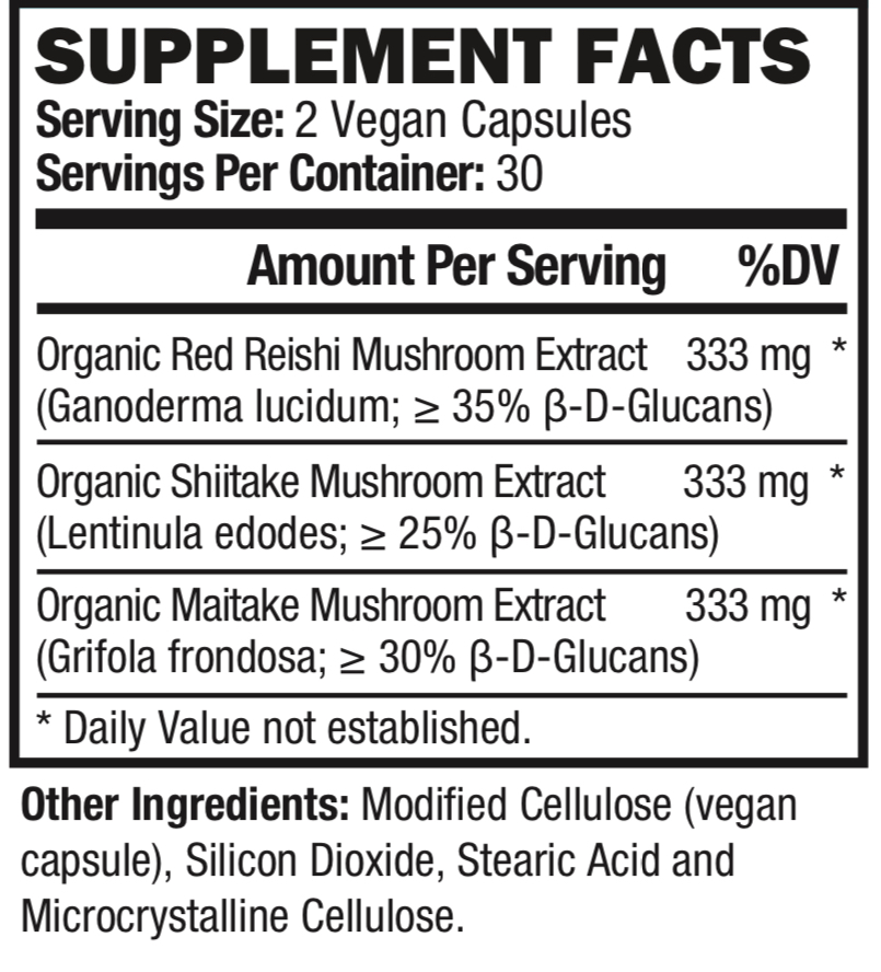 Triple Immune - Reishi, Shiitake, Maitake | Microbiome Plus+