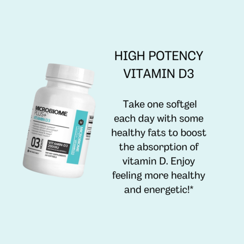 High Potency Vitamin D Supplement (2,000 IU) - Immune & Bone Support | Microbiome Plus+