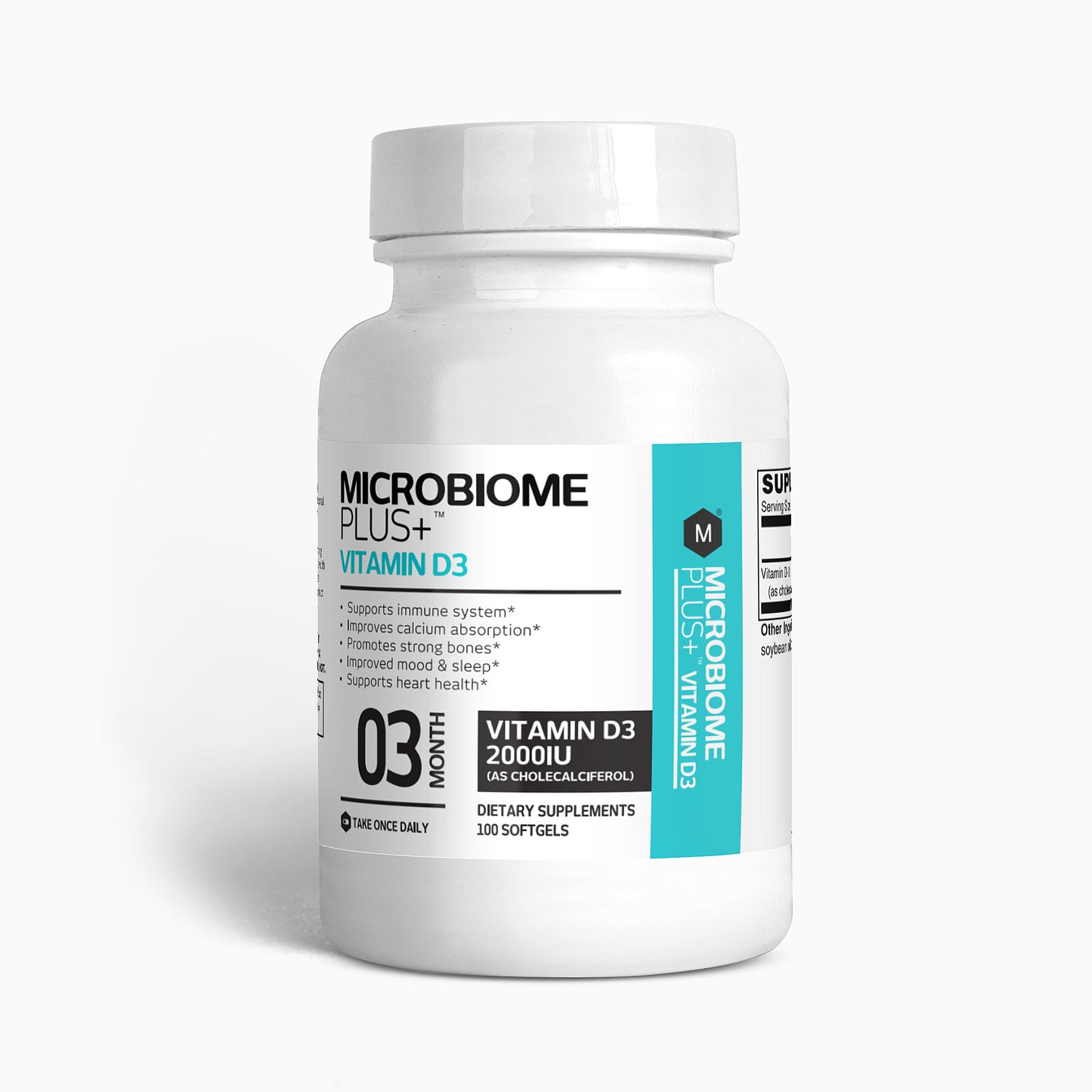 High Potency Vitamin D Supplement (2,000 IU) - Immune & Bone Support | Microbiome Plus+
