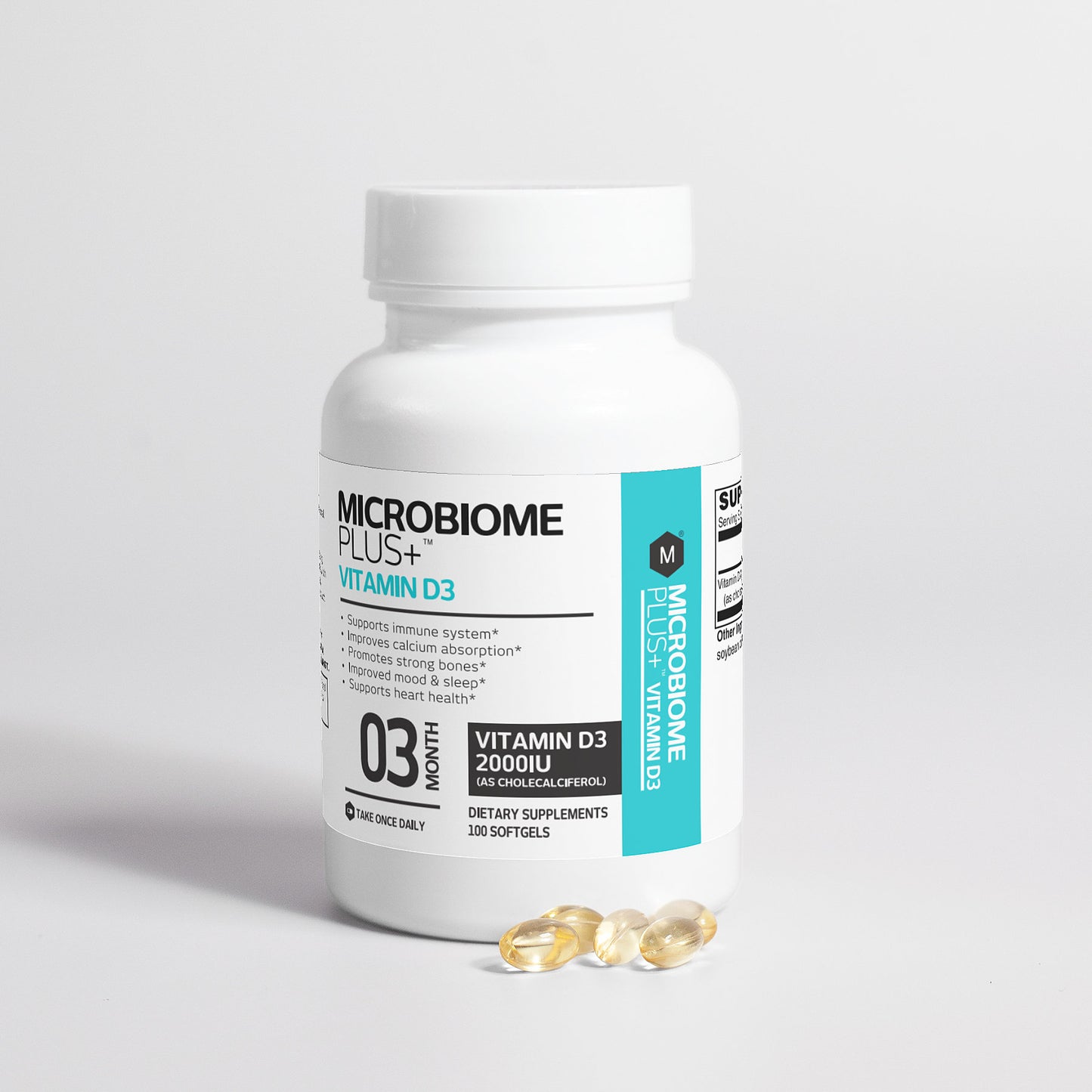 High Potency Vitamin D Supplement (2,000 IU) - Immune & Bone Support | Microbiome Plus+