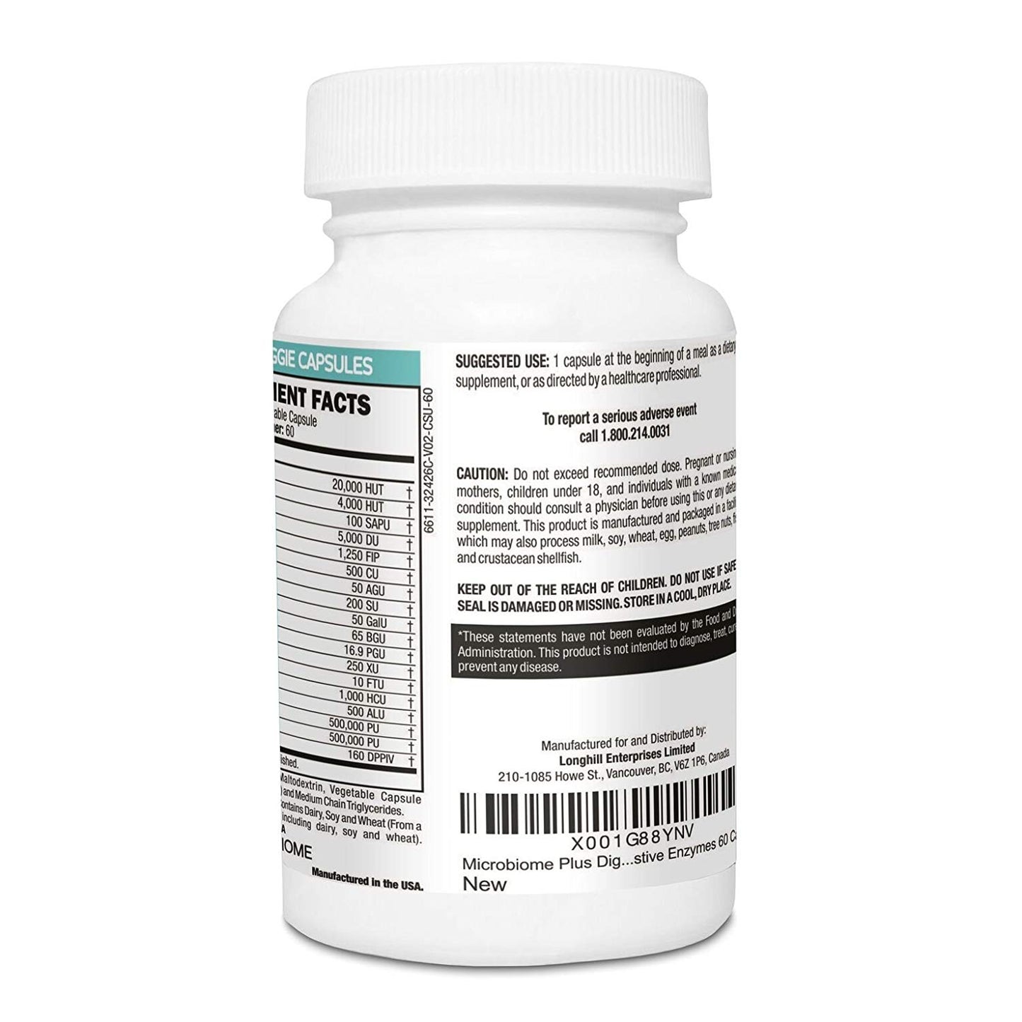 Plant Based Digestive Enzymes Supplement Bottle | Microbiome Plus+