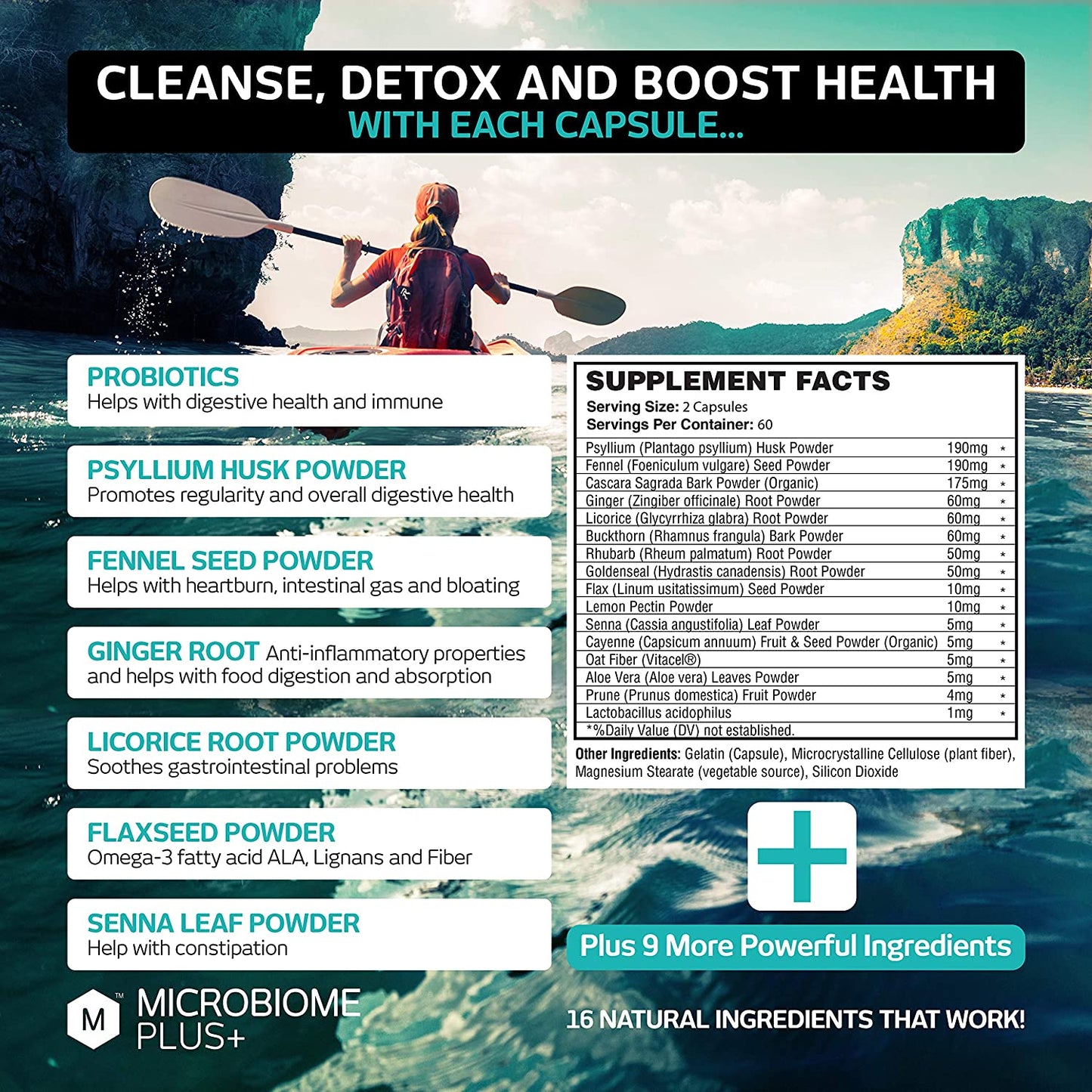 Microbiome Plus+ Colon Cleanse Natural Probiotic Detox Capsules