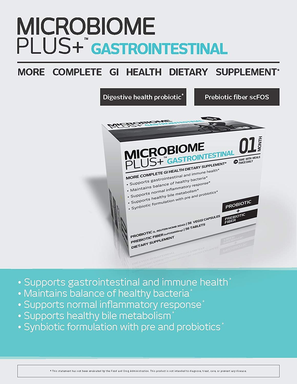 Microbiome Plus+ Prebiotic and Probiotic Combination, Best Probiotics for Bloating - Microbiome Plus+