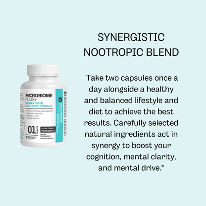 Brain & Focus Nootropic Formula | Microbiome Plus+