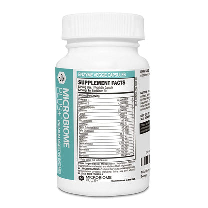 Plant Based Digestive Enzymes Supplement Bottle | Microbiome Plus+