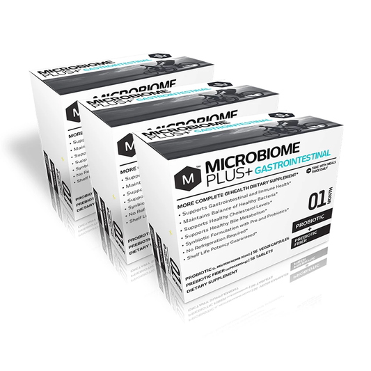 3-Pack Probiotic Prebiotic for Heart Health & Bloating | Microbiome Plus+