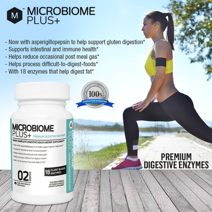 Microbiome Plus+ Premium Plant Based Digestive Enzymes Supplement (18 Plant-Based Enzymes) - Microbiome Plus+
