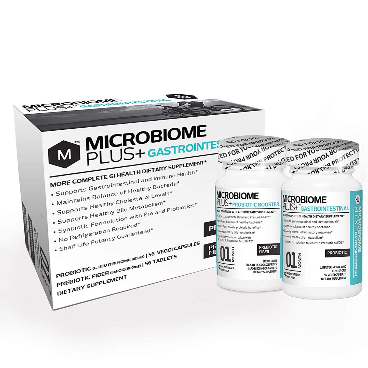 Gastrointestinal Prebiotic and Probiotic Combination Box with Bottles | Microbiome Plus+