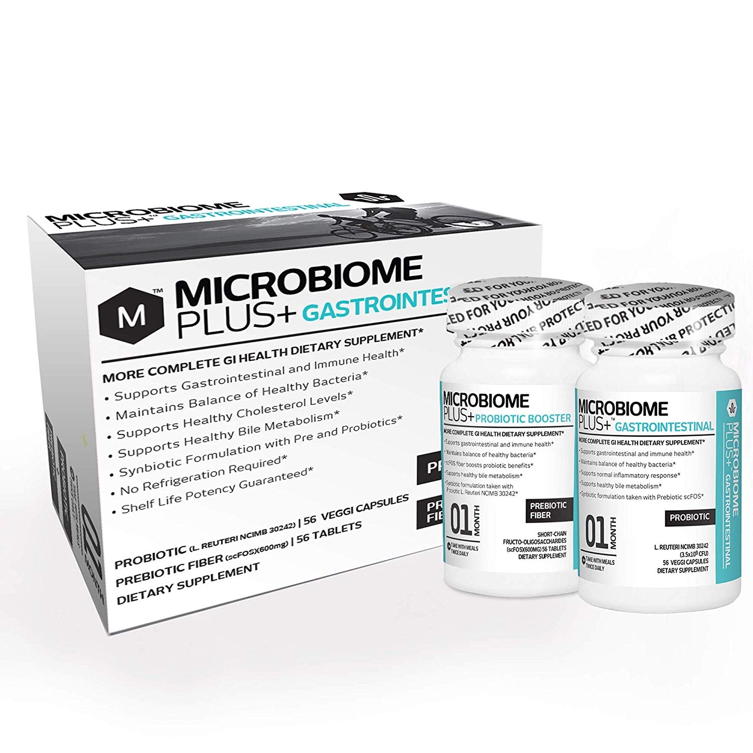 Microbiome Plus+ Gastrointestinal Combo Probioitic L. Reuteri NCIMB 30242 & Prebiotic scFOS Fiber - Microbiome Plus+